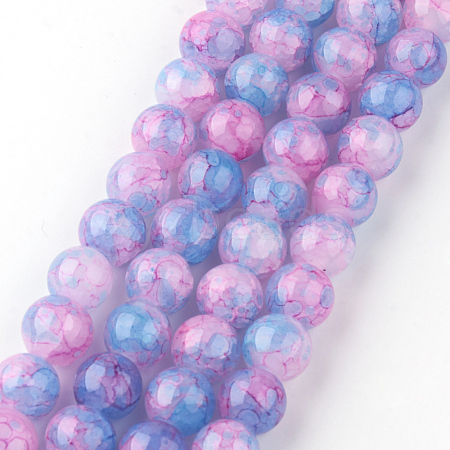 Baking Painted Crackle Glass Bead Strands DGLA-Q023-6mm-YS55-1