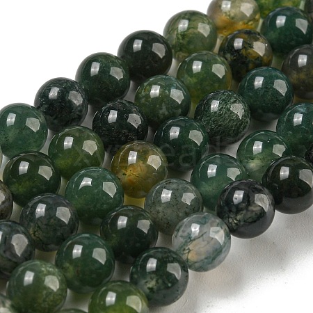 Natural Moss Agate Round Beads Strands G-S151-6mm-1