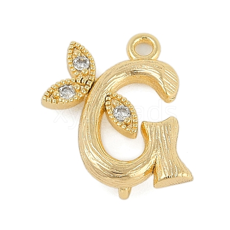 Brass Crystal Rhinestone Letter Links Connector Charms KK-S395-06G-G-1