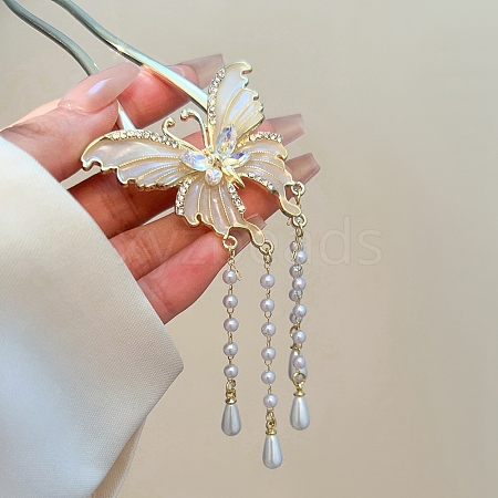 Butterfly Alloy Enamel Hair Forks PW-WGDE64A-02-1