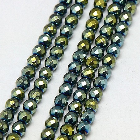 Electroplate Non-magnetic Synthetic Hematite Beads Strands G-J169B-4mm-06-1