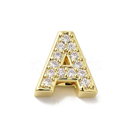 Brass Micro Pave Cubic Zirconia Beads KK-H487-25G-01-1