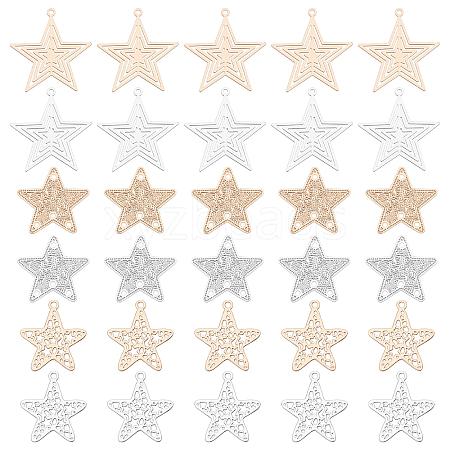 60Pcs 3 Style Brass Pendants KKC-FH0001-01-1