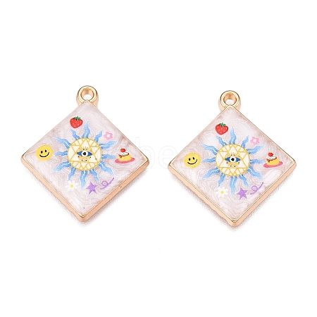 Printed Rack Plating Alloy Enamel Pendants ENAM-T020-05A-1