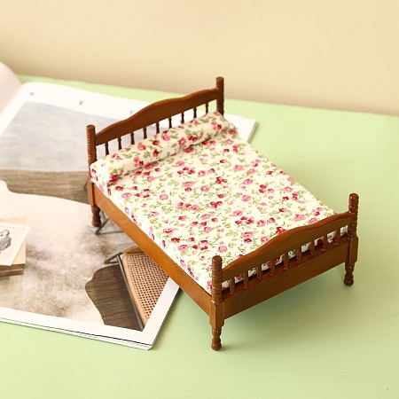 Miniature Wooden Fabric Double Bed PW-WGDD9C8-01-1