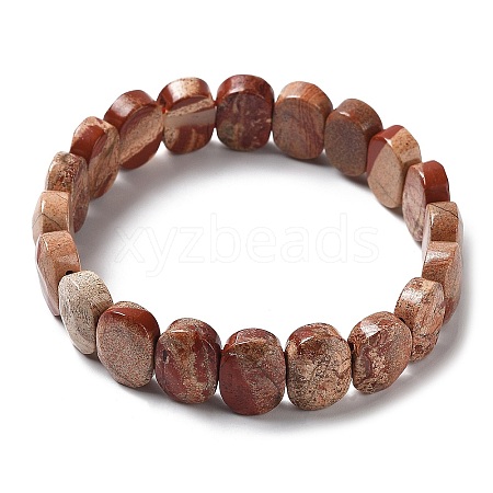 Natural Brecciated Jasper Beaded Stretch Bracelet G-E010-01-04-1