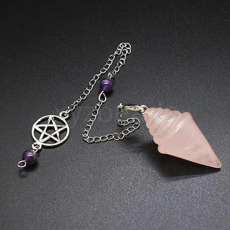 Natural Rose Quartz Dowsing Pendulum Big Pendants PW-WGF0E3C-02-1