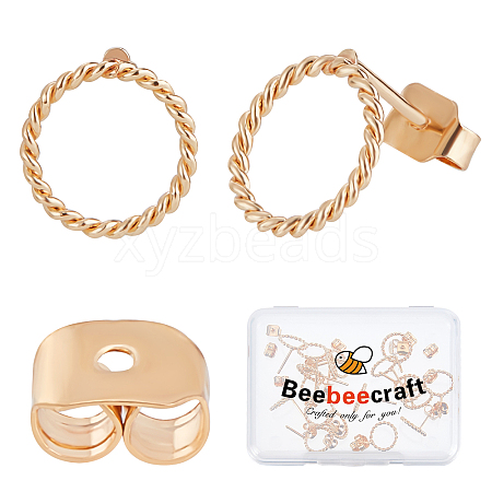 Beebeecraft 20Pcs Long-Lasting Plated Brass Ring Stud Earrings for Women KK-BBC0003-41-1