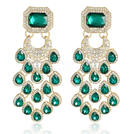 Teardrop with Rectangle Alloy Rhinestone Chandelier Earrings FS-WGBF96F-01-1