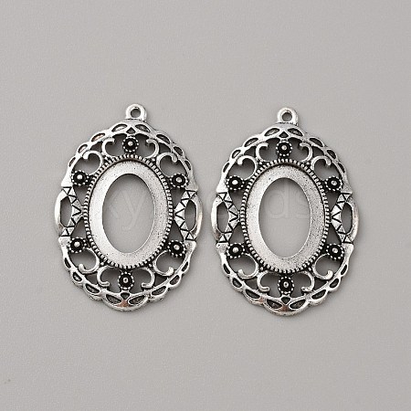 Tibetan Style Zinc Aolly Cabochon Connector Settings FIND-WH0152-305H-1