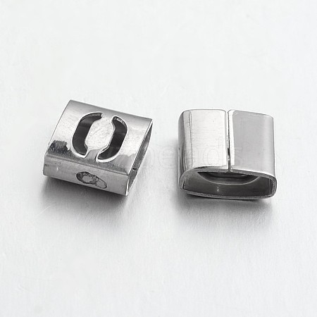 Tarnish Resistant Letter Style 201 Stainless Steel Square Slide Charms STAS-L132-26-1