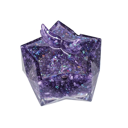 Resin Storage Box & Natural Amethyst Chips Decorations PW-WG11533-05-1