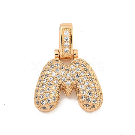 Brass Micro Pave Clear Cubic Zirconia Pendants KK-B099-01G-M-1