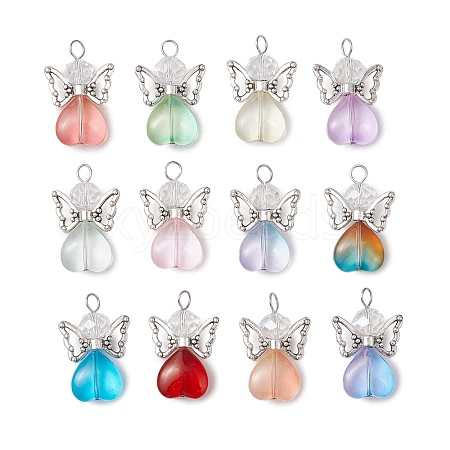 Gradient Color Baking Paint Transparent Glass Pendants PALLOY-JF03274-1