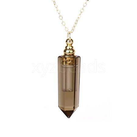 Natural Smoky Quartz Perfume Bottle Pendant Necklace PW-WG2A891-04-1