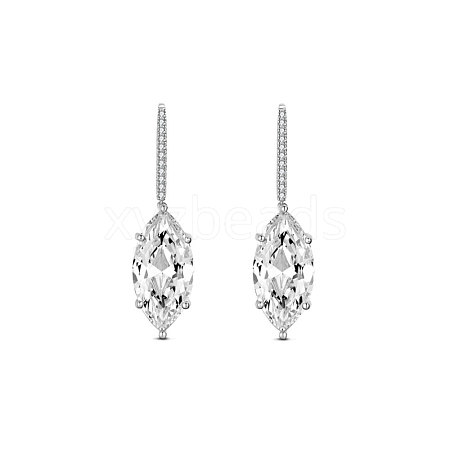 TINYSAND Rhodium Plated 925 Sterling Silver Earring TS-E402-S-1