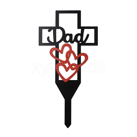 Halloween Iron Dad Heart Memorial Grave Plaque Stake Inserts Decoration FIND-WH0152-159A-1