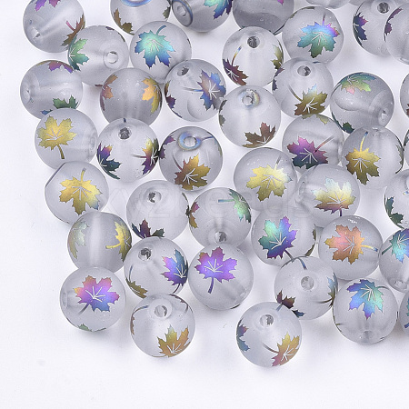 Autumn Theme Electroplate Transparent Glass Beads X-EGLA-S178-01E-1