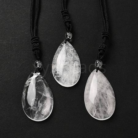 Natural Quartz Crystal Pendant Necklace with Nylon Cord for Women NJEW-L464-A06-1