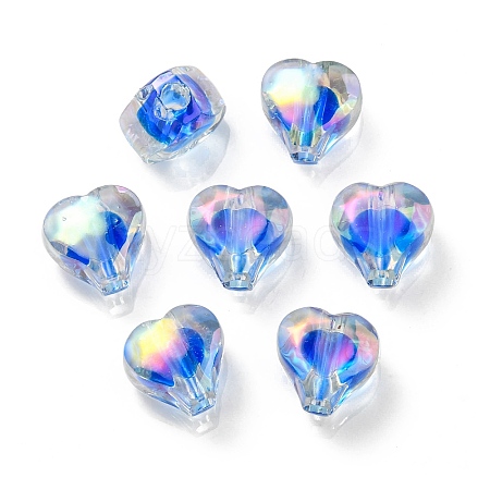 UV Plating Rainbow Iridescent Acrylic Beads OACR-F004-05I-1