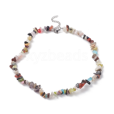 Mixed Gemstone Chips Beads Necklaces NJEW-JN04275-03-1