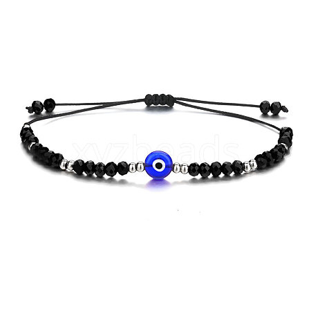 Adjustable Glass Evil Eye Brided Bead Bracelet TV3992-8-1