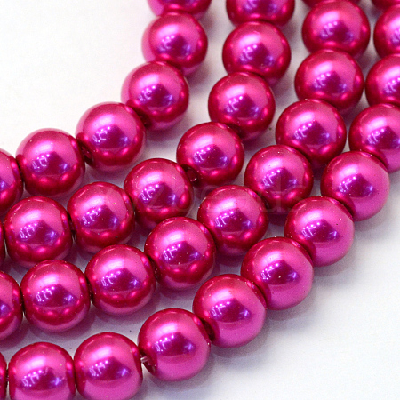Baking Painted Pearlized Glass Pearl Round Bead Strands HY-Q003-10mm-17-1