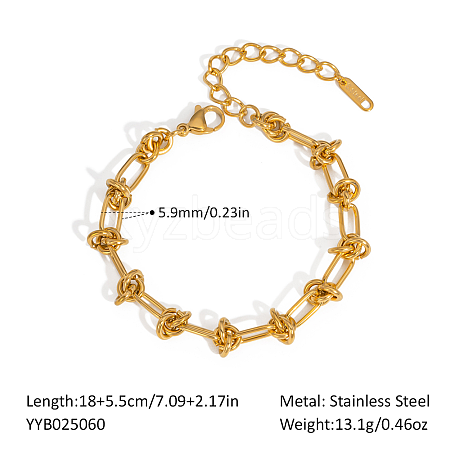 Stainless Steel Knot & Oval Link Chain Bracelets for Unisex LF3884-2-1