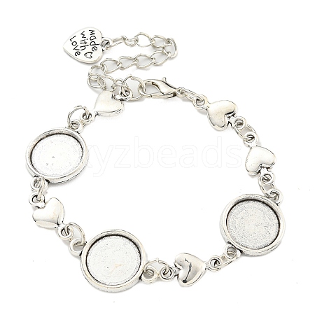 Antique Silver Plated Alloy Link Chain Bracelet Making MAK-K023-03B-AS-1