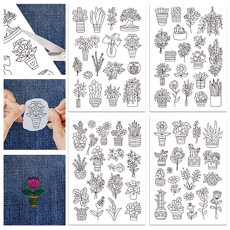 4 Sheets 11.6x8.2 Inch Stick and Stitch Embroidery Patterns DIY-WH0455-011-1