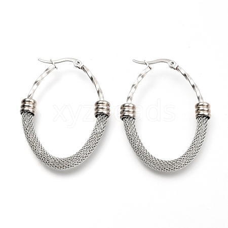 304 Stainless Steel Mesh Hoop Earrings EJEW-C501-15P-A-1