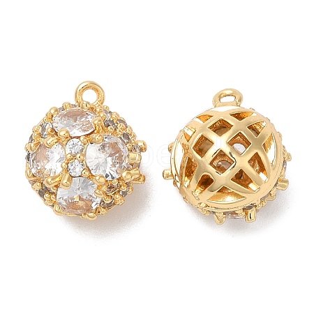 Brass Micro Pave Cubic Zirconia Charms KK-B074-19G-1