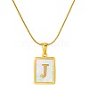 Stainless Steel Snake Bone Chain Alphabet Necklace with Shell Pendant WD3660-10-1