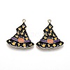 Halloween Theme Witch Hat Alloy Enamel Pendants ENAM-J649-11LG-02-1