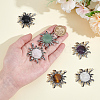 6Pcs 6 Styles Zinc Alloy Pave Gemstone Pendants G-GA0001-81-3