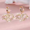 Heart Brass Micro Pave Clear Cubic Zirconia Hoop Earrings FS-WGD5D87-11-1