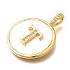 Rack Plating Brass Micro Pave Clear Cubic Zirconia Pendants with Shell KK-M309-42G-T-3