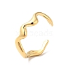 Vacuum Plating 304 Stainless Steel Wave Open Cuff Ring for Women RJEW-C040-02G-1
