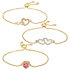 3Pcs 3 Styles Brass Slider Bracelet Sets BJEW-GA00001-1