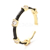 Bamboo Shape Golden Enamel Cuff Rings for Women KK-G404-11-4