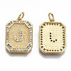 Brass Micro Pave Clear Cubic Zirconia Pendants KK-S356-234J-G-NF-2