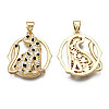 Brass Micro Pave Clear Cubic Zirconia Pendants KK-Q769-026-NF-2