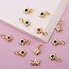 16Pcs 8 Colors Brass Micro Pave Cubic Zirconia Pendants KK-SZ0003-92-5