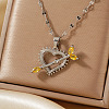 Shiny Romantic Hollow Love Cupid Arrow Elegant Brass Cubic Zirconia Pendant Necklaces CY4555-2-1