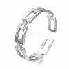 Non-Tarnish 304 Stainless Steel Rectangle Wrap Open Cuff Ring RJEW-T023-70P-3