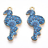 Printed Light Gold Tone Alloy Pendants ENAM-N056-210D-2