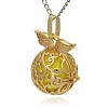 Golden Tone Brass Hollow Round Cage Pendants KK-J230-04G-2