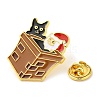 Christmas Santa Claus & Chimney & Cat Enamel Pins for Women JEWB-D017-03A-G-3