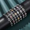 Oval Brass Micro Pave Cubic Zirconia Link Chain Bracelets for Women BJEW-D387-04P-1