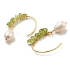 Natural Pearl with Natural Peridot Dangle Earrings EJEW-M252-01G-2